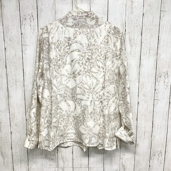 Alfred Dunner Shirt Women 10 Floral Botanical Collared Inset Long Sleeve Button - Picture 7 of 7